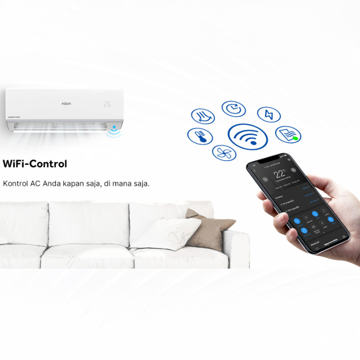 Aqua AC Split 1 PK Inverter AI Watt Control UV Cool Smart - AQA-KCR9VRAL2